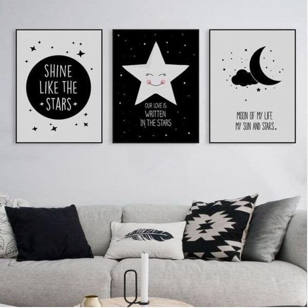 Abstract Starry Motivation Moon Star Quotes A4 Art Poster Print Wall Picture Canvas Paintin Nordic Kids Room Deco No Frame Gifts