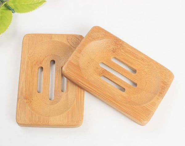 100PCS Natural Bamboo Wooden Soap Dish Wooden Soap Tray Holder Storage Soap Rack Plate Box Container for Bath Shower Bathroom