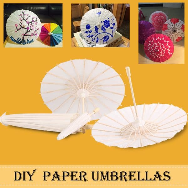 Bridal Wedding Parasols DIY White Paper Umbrellas Chinese Mini Craft Umbrella 4 Diameter:20,30,40,60cm Wedding Favor Decoration