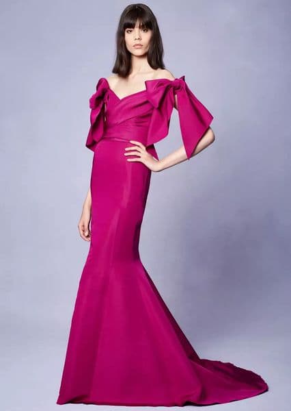 Marchesa Resort Collection Long Dresses Mermaid Evening Gown Off the Shoulder Sweep Train Party Dresses
