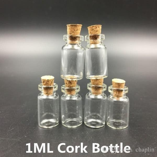 1ml Vials Clear Glass Bottles with Corks Mini Glass Bottle Wood Cap Empty Sample Jars Small 24x13mm(HeightxDia) Cute Craft Wish Bottles