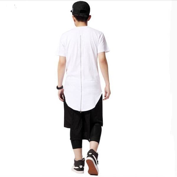 Oversized Gold Side Zipper Hip Hop T-Shirt | Men's Casual Streetwear Tee ( Collection)