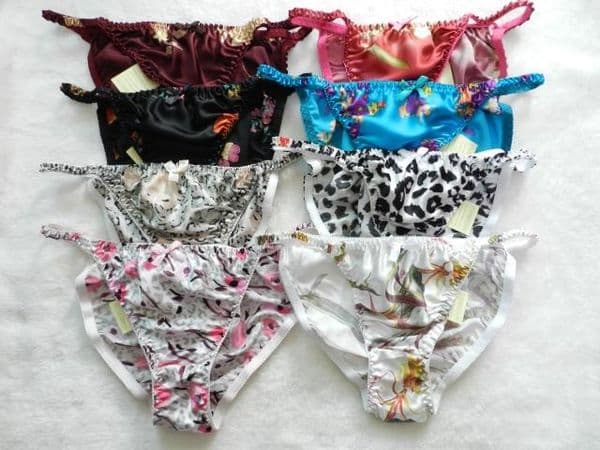 Yavorrs 8Pieces Women's Silk String Panties Bikini Flower Size S-XXL