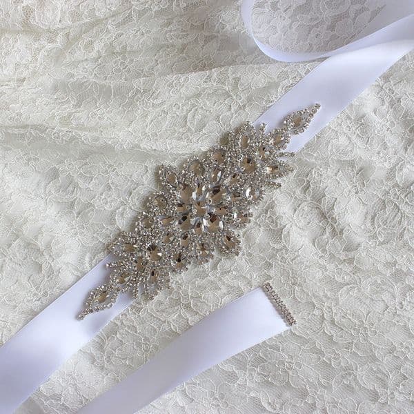 luxury Bridal Belt Rhinestone adornment Wedding Dress accessories Belt 100% hand-made White Ivory Blush Bridal Sashes For Prom Party