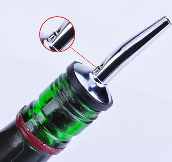 Liquor Spirit Pourer For Wine Bottle Spout With Rubber Stopper Stainless Steel B2