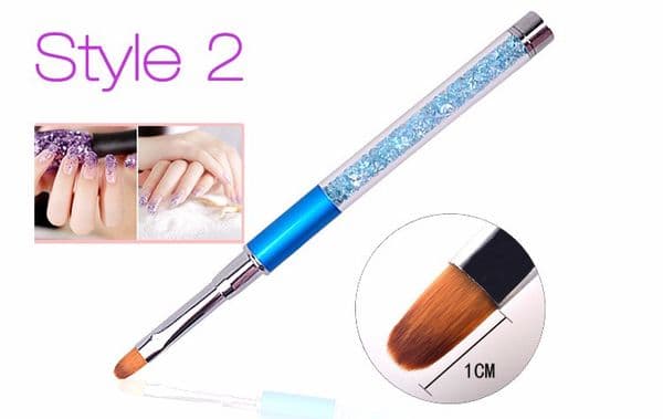 Nail Art Brush Pen Rhinestone Diamond Metal Acrylic Handle Carving Powder Gel Liquid Salon Liner Nail Brush With Cap Pincel Para Decoracion De Unas Wholesale
