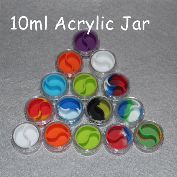 10ml taiji clear acrylic wax concentrate containers nonstick silicone dab bho hash oil dry herb plastic storage jars free