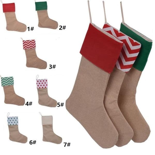 12*18inch New high quality canvas gift Xmas stocking Christmas decorative socks bags 4543