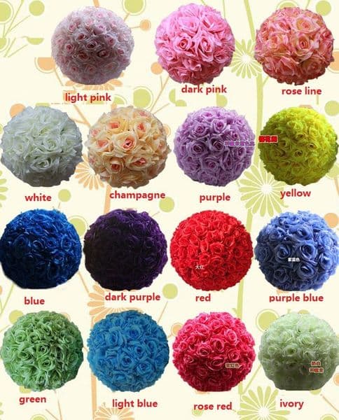 Free shipping 6~ 16 Inch Wedding silk Pomander Kissing Ball flower ball decorate flower artificial flower for wedding garden market decorati