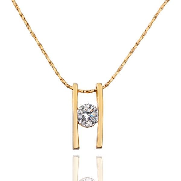 High quality H white crystal 18K gold Necklaces for women,Brand new yellow gold gem pendant Necklaces include chains SGN595