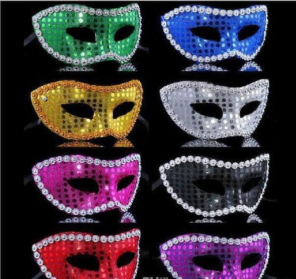 Women Venetian Lace Sequin Eye Mask Masquerade Fancy Dress Costume Hen Party Princess Wedding Masks Hallowmas