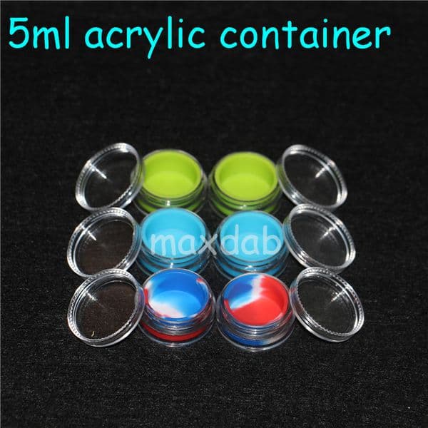 Clear plastic acrylic e liquid case wax holder box 5ml mini acrylic bho jars silicone jars dab wax vaporizer oil container silicone jar