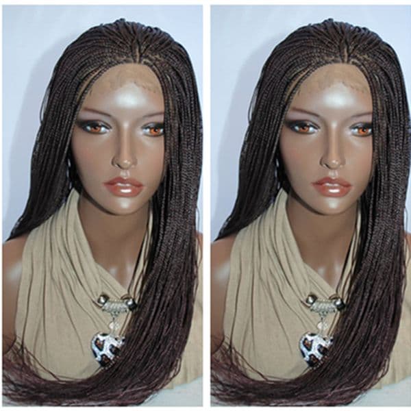 Synthetic Hair Braided Lace Front Wigs Heat Resistant Kanekalon Micro Braided Wigs burgundy /brown /black color Synthetic Braided Lace Wig