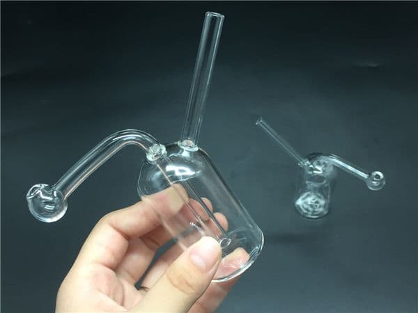 Cheap Protable Travel pipe Mini Glass bong Oil Burner tube heady Water Bong think glass pipes free shipping