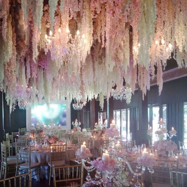New Arrival Elegant Artificial Hydangea Silk Flower Vine Home Wall Hanging Wisteria Garland 14 colors Available For Wedding Xmas Decoration