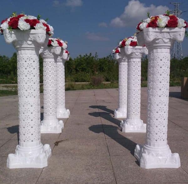 2026 New Hollow Pillar Flower Design Roman Columns White Color Plastic Pillars Road Cited Wedding Props Event Decoration Supplies Wt075 Free