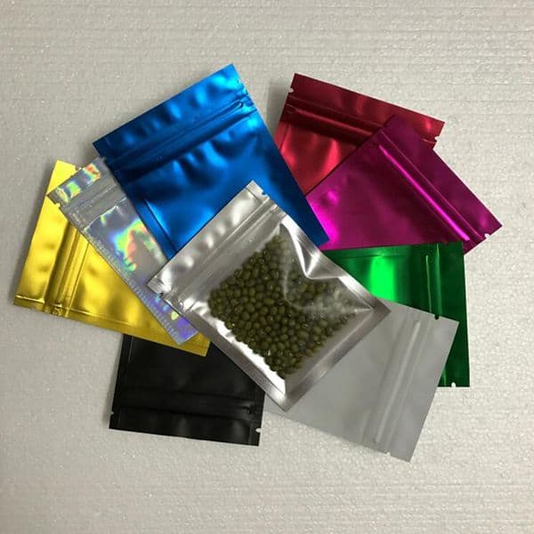 Wholesale 300Pcs/Lot 7.5*10Cm Colored Aluminum Foil Self Seal Plastic Zipper Bag Packaging For Food Snack Storage Matte Clear Mylar Baggies B2