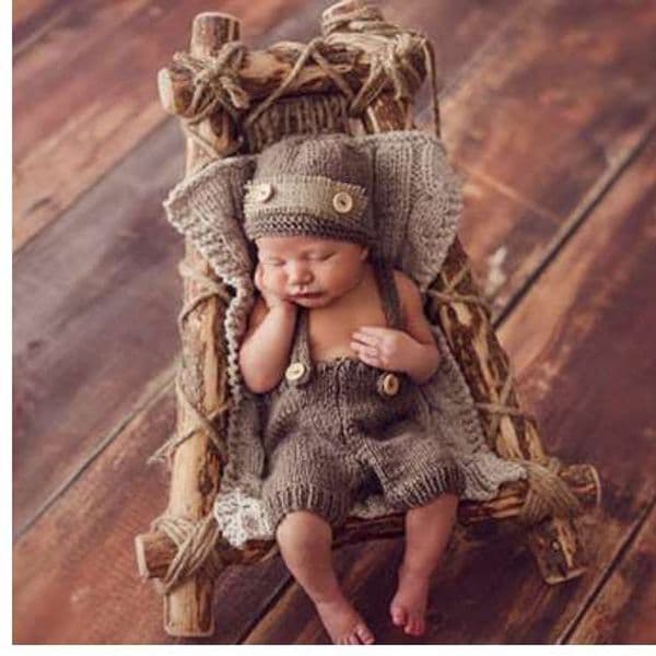 Newborn Photography Props Retro Photo Shoot For Baby Boys Infant Hat Pant Crochet Knitted Clothing Accessories Costume Outfit