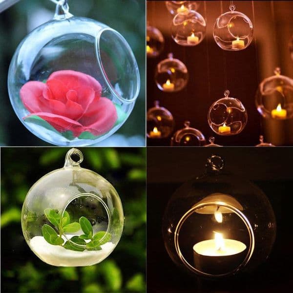 Hanging Tealight Holder Glass Globes 80MM Terrarium Wedding Candle Holder Candlestick Vase Home Hotel Bar Decoration Y260604