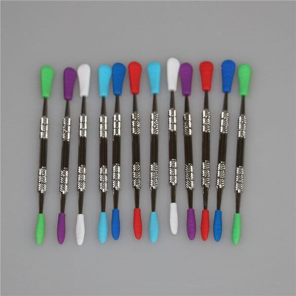 Smoking 100pcs Wax dabbers Dabbing tool with silicone tips 120mm dabber tool Stainless Steel Pipe Cleaning Tools DHL