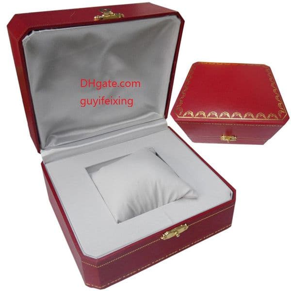 High Quality Luxury Men Watch Original Box Papers Leather Boxes Card Papers Inner Outer Woman's Watches Women Wristwatch Square Red Box Case