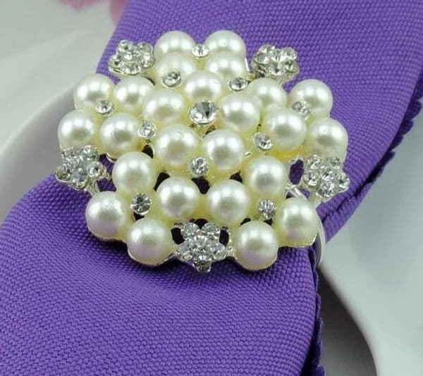 1 Hot Sell New Flower Imitation Pearls Gold Silver Napkin Rings For Wedding Dinner,Showers,Holidays,Table good quality Decoration Accessories