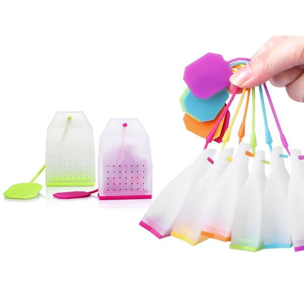 Food-Grade Silicone Infuser Tools Reusable Loose Leaf Tea Bags Strainer 6 Colors B2