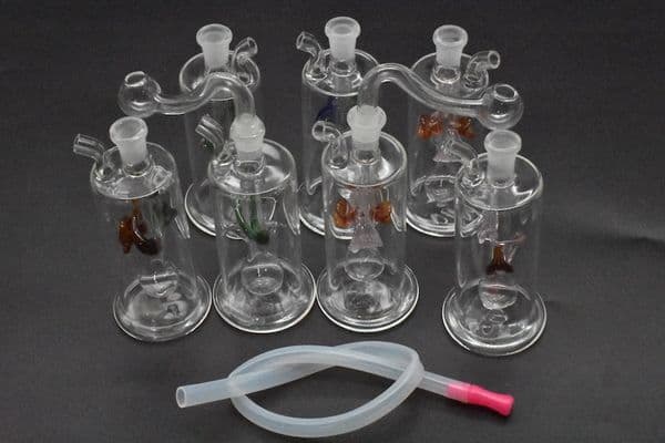 Portable Colorful MINI Glass oil Bong Pipe Hookah Smoking Pipes Tobacco Water Filter Water Smoking Pipe with hose Glass Small oil burner