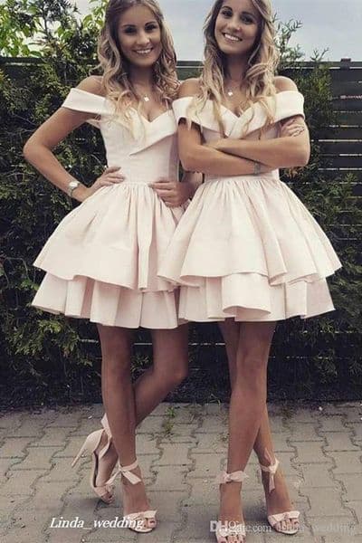 2019 Cheap Short Pale Pink Homecoming Dress Summer A Line Juniors Sweet 15 Graduation Cocktail Party Dress Plus Size Custom Made