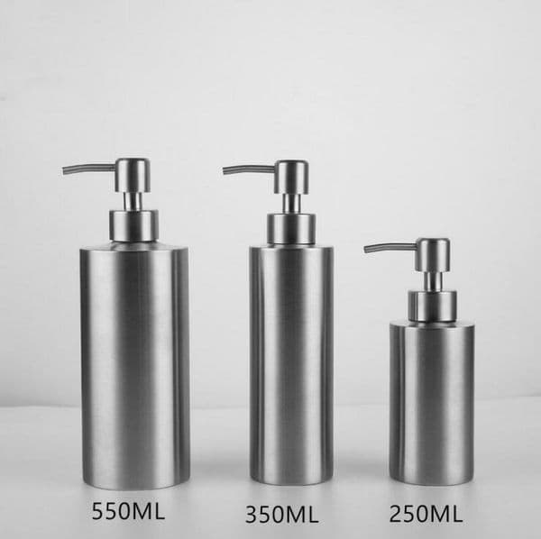 Liquid Soap Dispenser Bottle 304 Stainless Steel Countertop Kitchen Sink soap dispenser Chrome Soap Bottle 250ml/350ml/550ml Silver