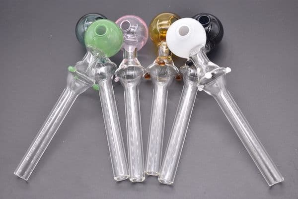 5.5inch Pyrex colorful smoking Glass Oil Burner Spoon tube Pipe Funny Hand Pipes Glass Smoking oil tube Pipes Free Shipping Smoking Tool