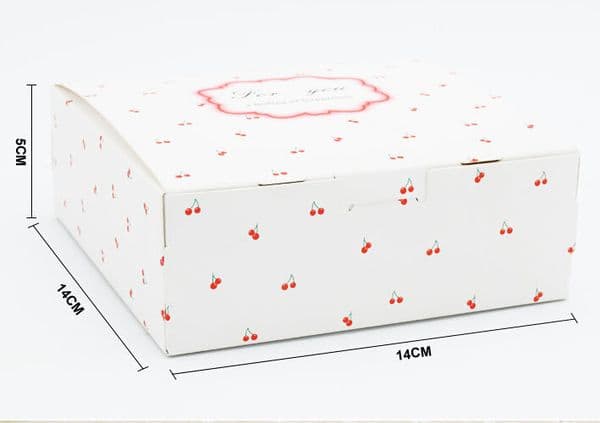 Bing,14x14x5cm,White cherry print Magnetic gift box,Paper box packaging for Cookies/Chocolate,Wedding Gift Box for Guest