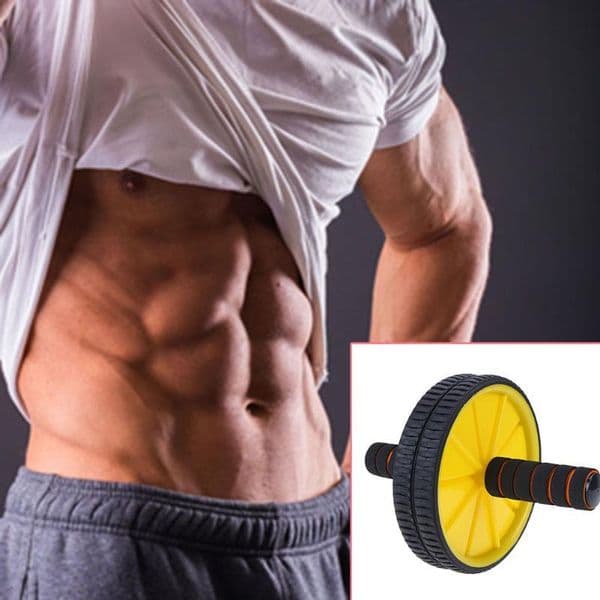 1Pcs Yellow Muscle Double-wheeled Updated Abdominal Wheel Roller Gym Fitness Equipment Accessory Workout Gym Roller Great New Y1892612