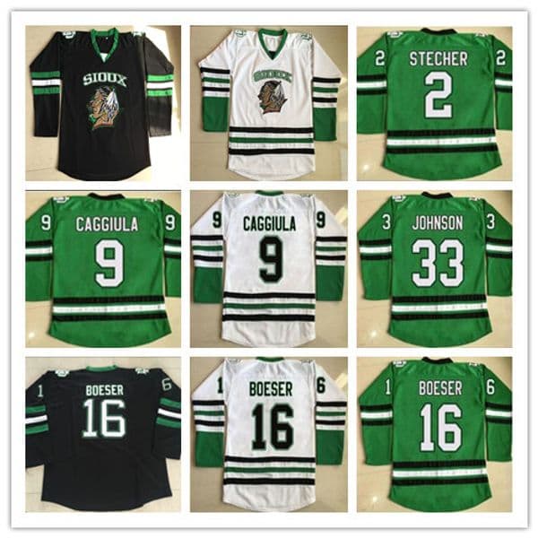 Men's North Dakota Fighting Sioux College Jerseys Hockey 2 STECHER 9 CAGGIULA 16 Brock Boeser 33 Cam Johnson University Cheap