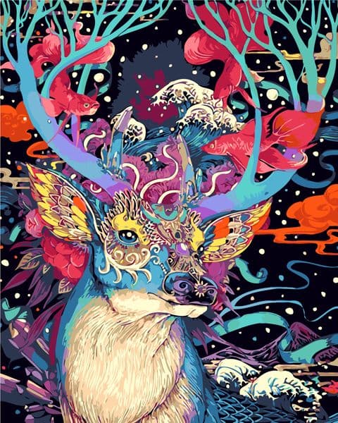 Frameless Picture Painting By Numbers Diy oil Painting Sika deer 16x20 inch