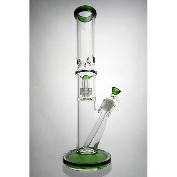 glass bong water bongs tube straight tube bongs 15 Inch showerhead dome percs water pipes sturdy round base straight water pipes bong
