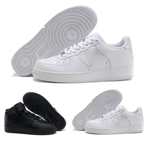 Discount Men Women Brand Running Shoes Sports Skateboarding Ones Shoes High Low Cut White Black Outdoor Trainers Sneakers