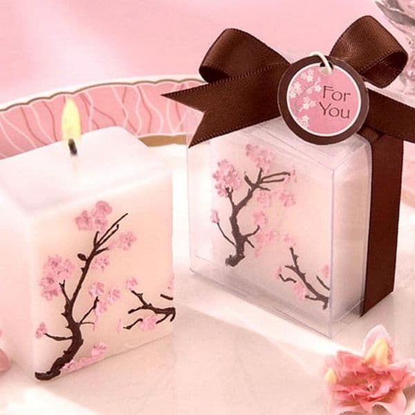 100pcs Wedding Candles Smoke-free Scented Wax Cherry Blossoms Candle Wedding Present Gifts Favors Party Decoration SN409