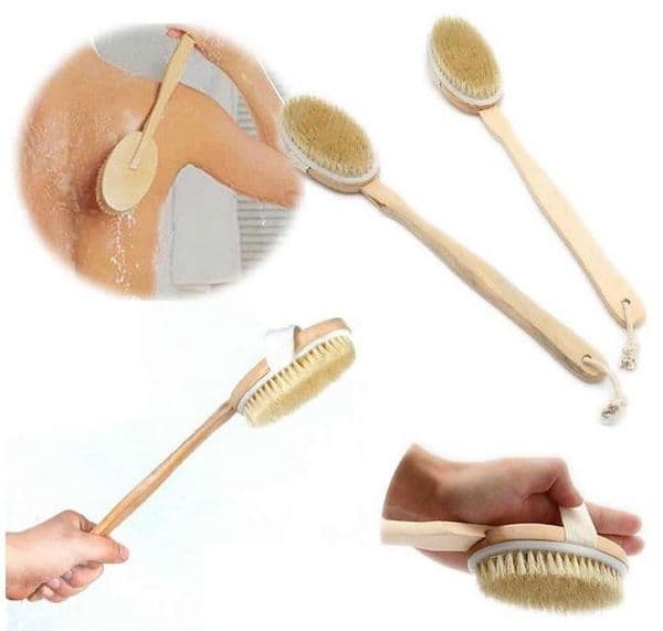 100pcs/lot Wooden Bath Brush Long Handle Reach Back Body Shower Bristle SPA Scrubber Bathroom SN317