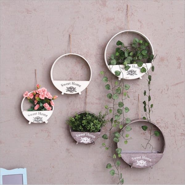 Wooden Hanging Flower Pots Balcony Garden Pots Wall Planters Bucket Flower Holders Western Old Style Wedding Party Decoration