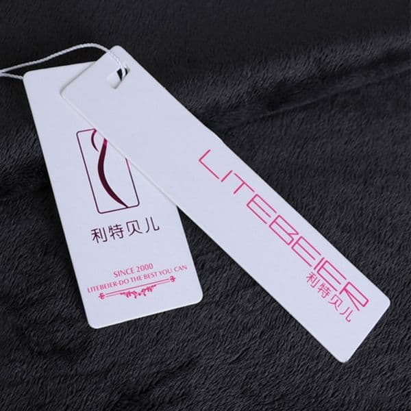 Customized printed purple stamping import paper dress tags garment colorful price tag garments hangtag high quality