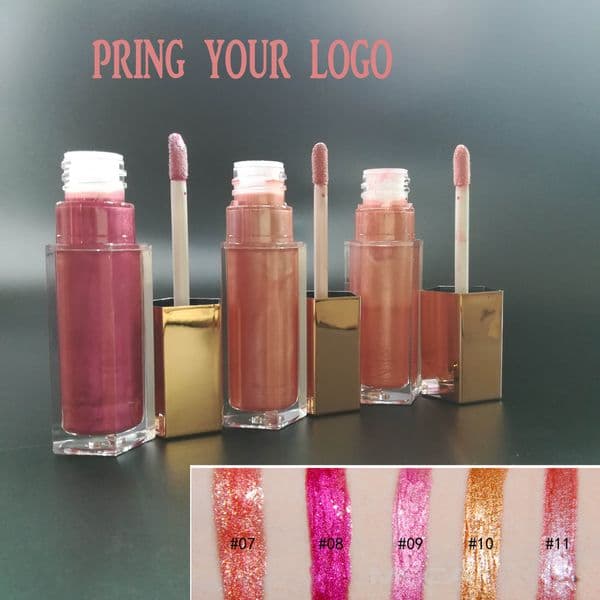 no logo 5 color lip gloss Moisturizing liquid Lip Balm glistening popoular color in US market accept your private label print