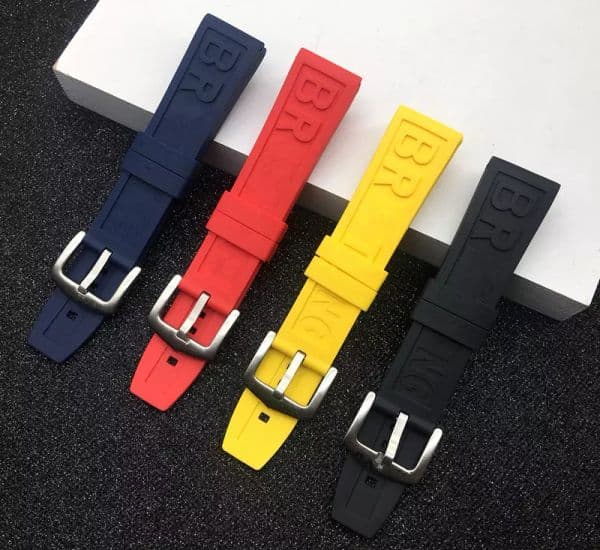 Brand Nature Rubber Watch Strap 22mm 24mm Black Blue Red Yelllow Watchband Bracelet For navitimer/avenger/ band logo on