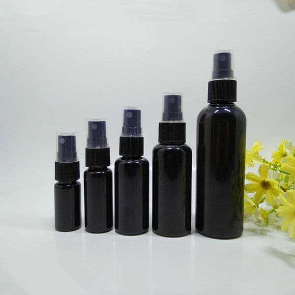 10ml 20ml 30ml 50ml 100ml PET Spray Bottles,All Black Mist Perfume Vials,Empty Atomizer bottle,DIY Mini Sample container F1002