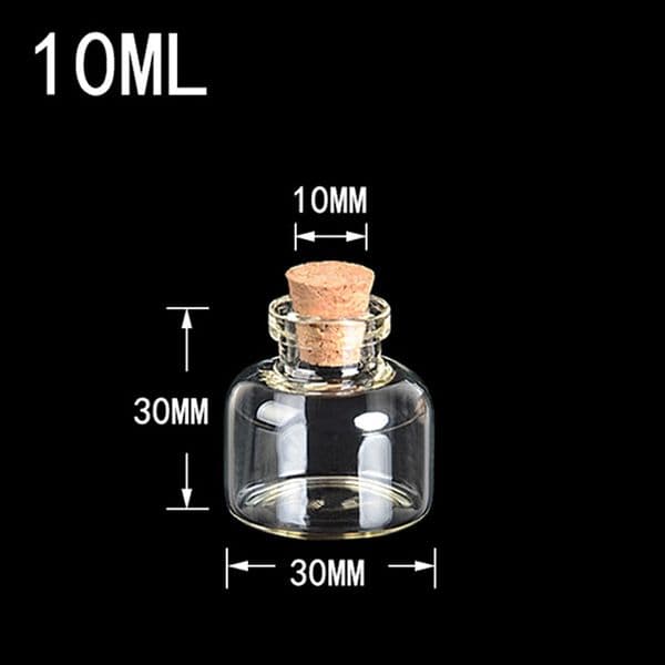 30x30x10MM 10ML Mini Glass Bottles With Cork Small Transparent Clear Tiny Empty Glass Vials Jars Corks Cute Bottles