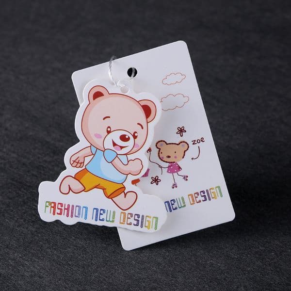 Customized new arrival children garments hangtag printing colorful paper body clothes hang tag shoes price tags