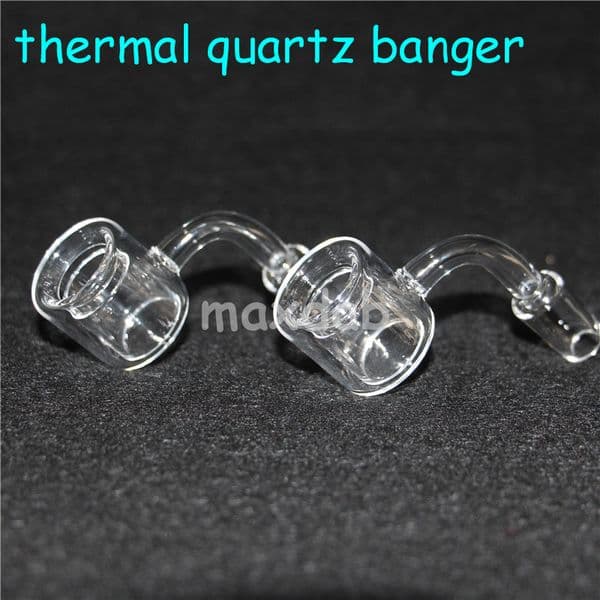 smoking Real Quartz Banger Nail Male Female 14mm Joint 90 Degree 2mm Thick OD 28mm Double Tube Thermal Bangers For Bongs