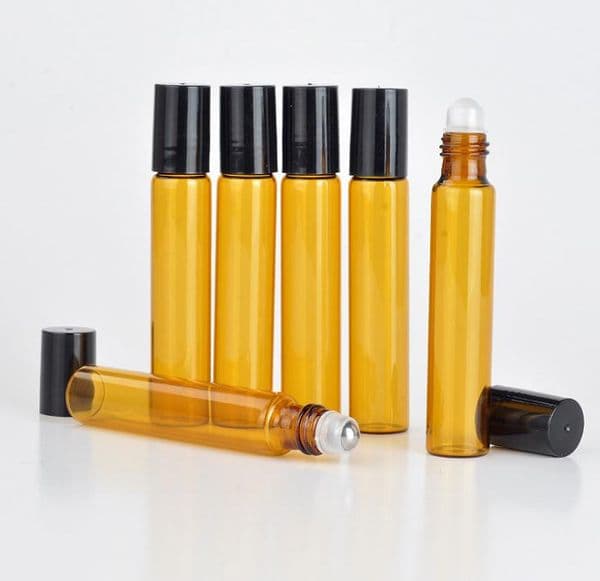 HOt Sale 1200pcs/lot 10ml Amber Glass Roll On Bottle with Stainless Steel Roller Ball Essential Oils Brown Perfume Bottles SN259