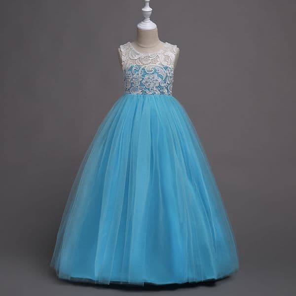 Sweet Turquoise Red Yellow Green Jewel Girls' Pageant Dresses Flower Girl Dresses Holidays Dresses Birthday Skirt Custom Size 2-14 DF624238