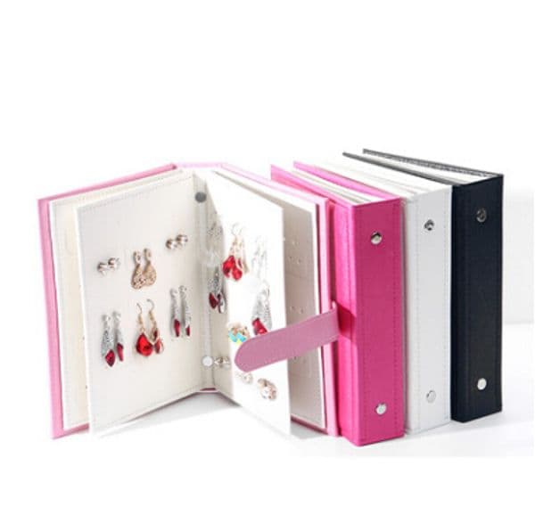 Jewelry Storage Box Creative Earring Book PU Leather Earrings Display Organizer Fashion Women Holder